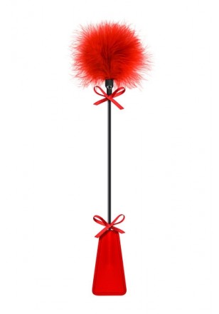 Mini Cravache et plume Ponpons rouge