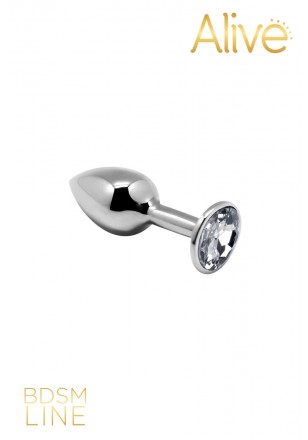 Metal Butt Plug Argent/Diamant S