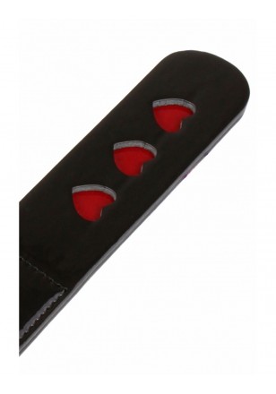 Paddle tapette bicolor noir percé coeur et rouge