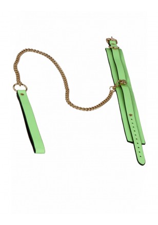 Collier Phosprorescent jaune avec laisse métal