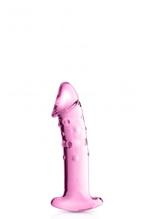 Gode ou Plug avec gland en Verre rose 18cmx4.6 N°3