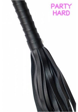 Grand martinet fouet noir rivets polyuréthane 64 cm