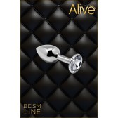 Metal Butt Plug Argent/Diamant S