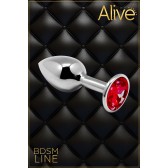 Metal Butt Plug Argent/Rouge L