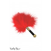 Petite plume rouge manche noir doré