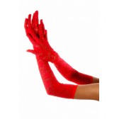 Gants longs en dentelle rouge