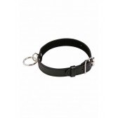 Collier simili cuir noir et anneau