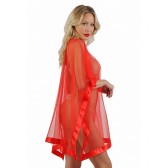 Poncho voile satin rouge