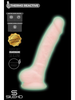 Gode Ventouse Réaliste phosphorescent rose "Thermo Réactive" Modèl 1 (7")