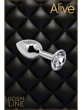 Metal Butt Plug Argent/Diamant M