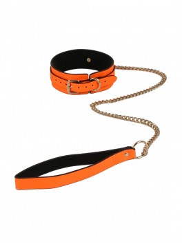 Collier Phosprorescent orange laisse méta doré