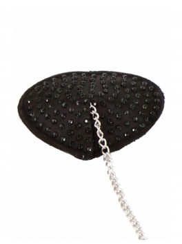 Nipple Coeur noir strass et chainette Cache tétons