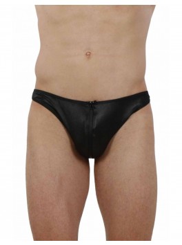 String Homme Wetlook zip devant micro résille dos