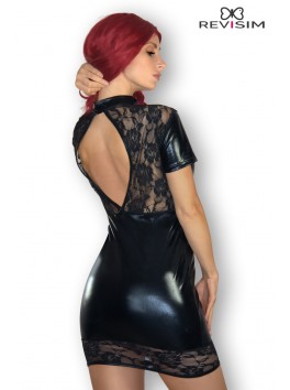 Robe noire dos nu dentelle et wetlook