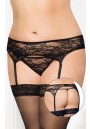 Porte jarretelles et string dentelle noire Grande Taille