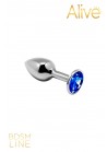 Metal Butt Plug Argent/Bleu S