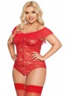 Kamila Body rouge ouvert et volant Grande Taille