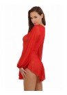 Robe transparente rouge manches longues