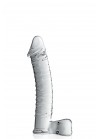 Gode avec testicules en Verre transparent 21.5cmx3.8 N°15