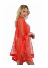 Poncho voile satin rouge